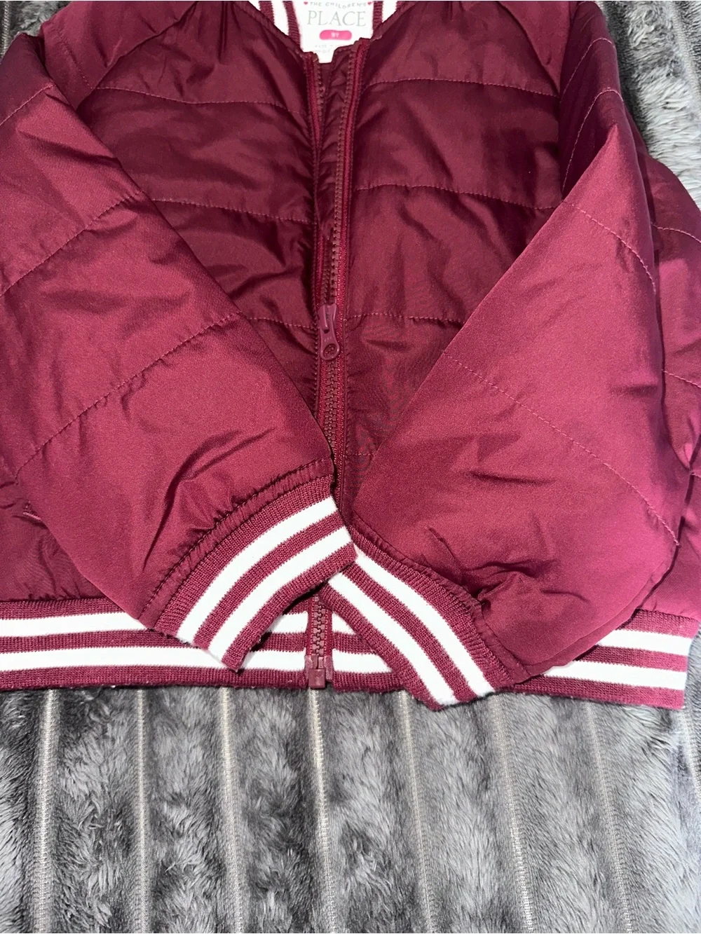 Children’s Place Toddler Burgundy Quilted Bomber Jacket